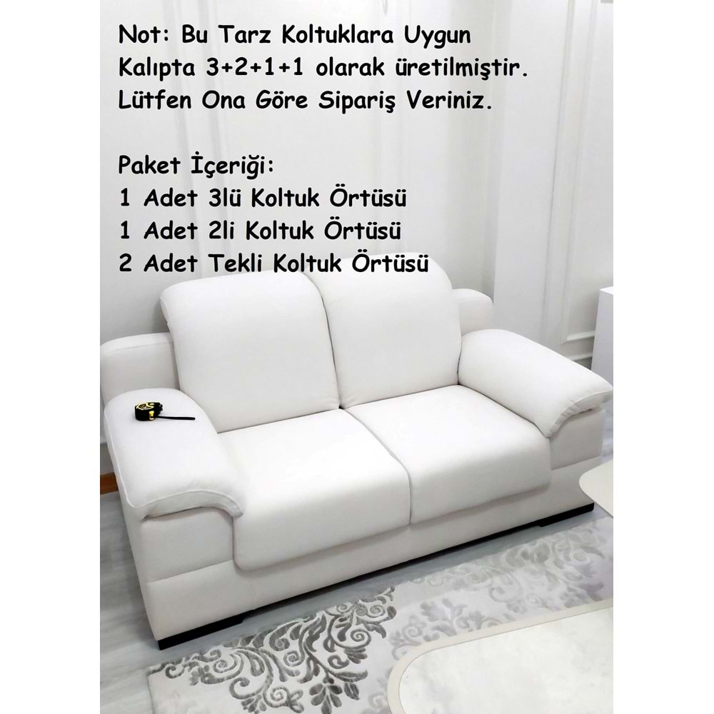 Bürümcük Koltuk Örtüsü -ÖZEL KESİM KREM- Std Tk (3+2+1+1)