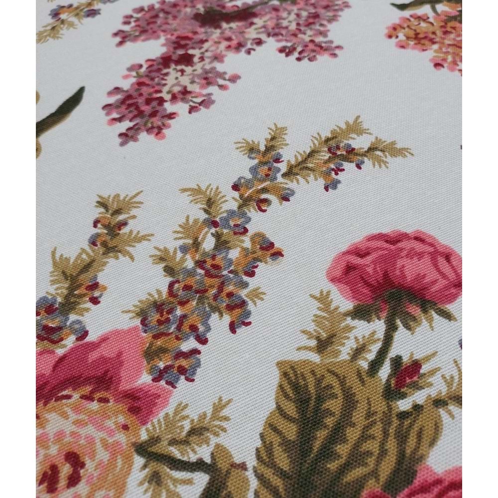 4 Adet Rattan Arkalıklı Sandalye Minderi (Kalınlık 4cm)-İngiliz Gülü (Pamuklu Kumaş)