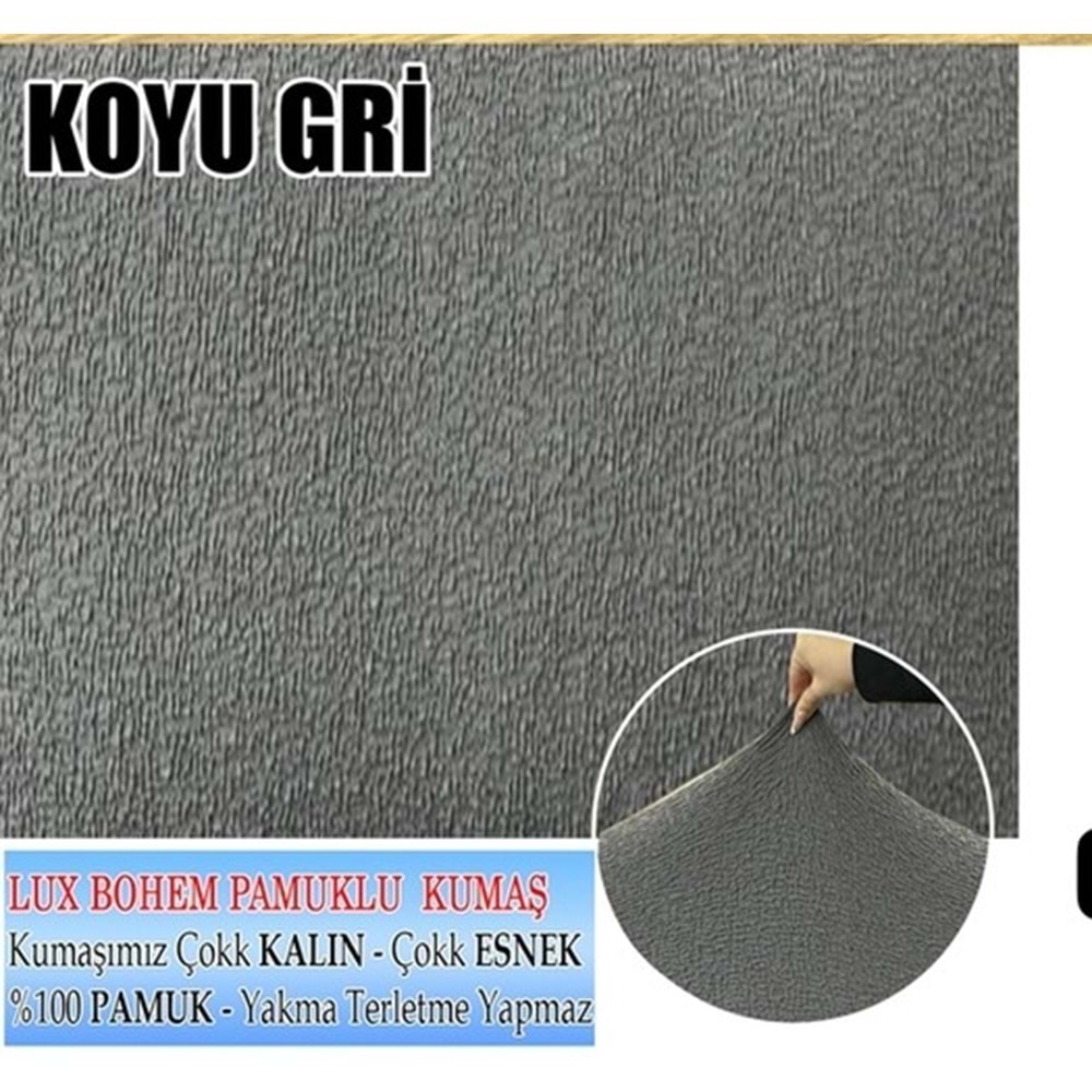 Mandaş Bohem Streç Maxi Çekyat Örtüsü Geniş Kullanım Alanlı K Gri 3+3