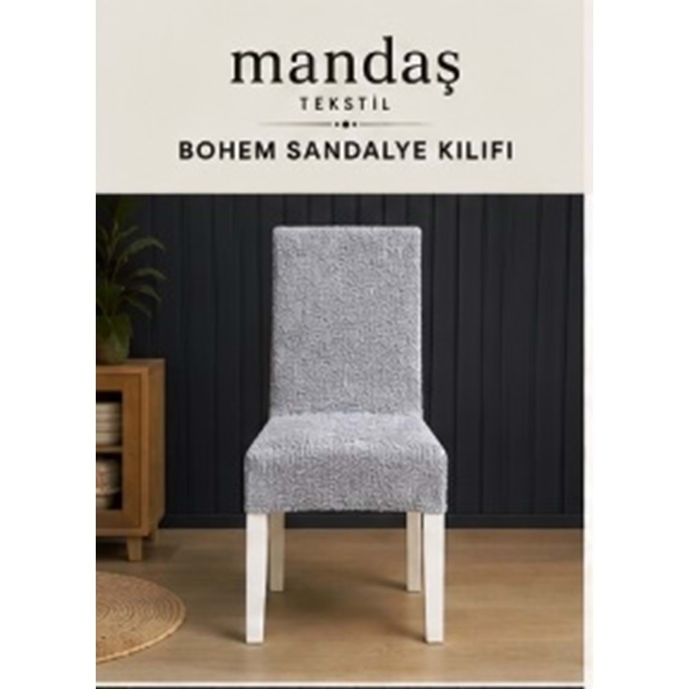 Mandaş Bohem Streç Sandalye Kılıfı Geniş kullanım alanlı gri