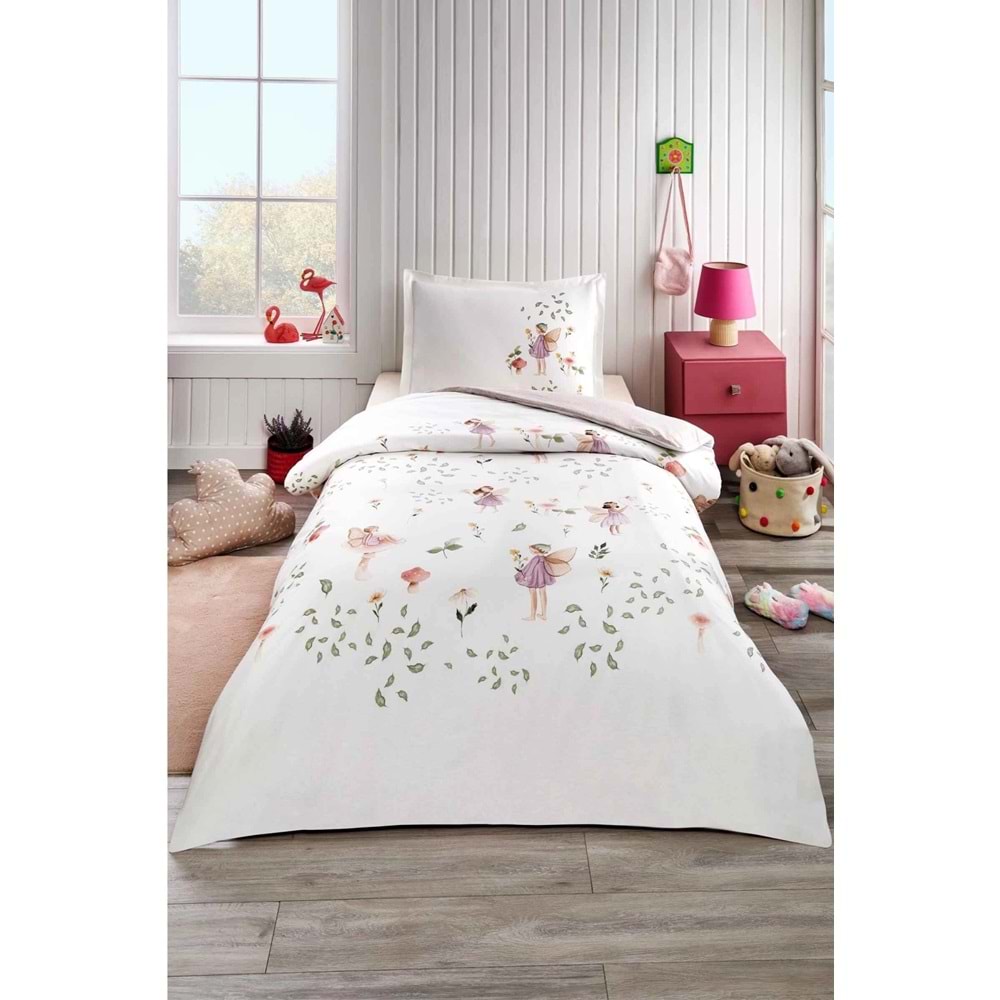 Özdilek Ranforce -Fairy Blossom Pembe- Lastikli Çarşaflı Tek Kişilik Çocuk Nevresim Takımı