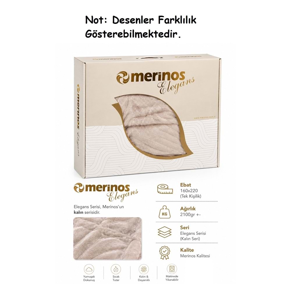 Merinos Elegans Kalın Embos Tek Kişilik Kutulu Battaniye (160x220) - Köpük