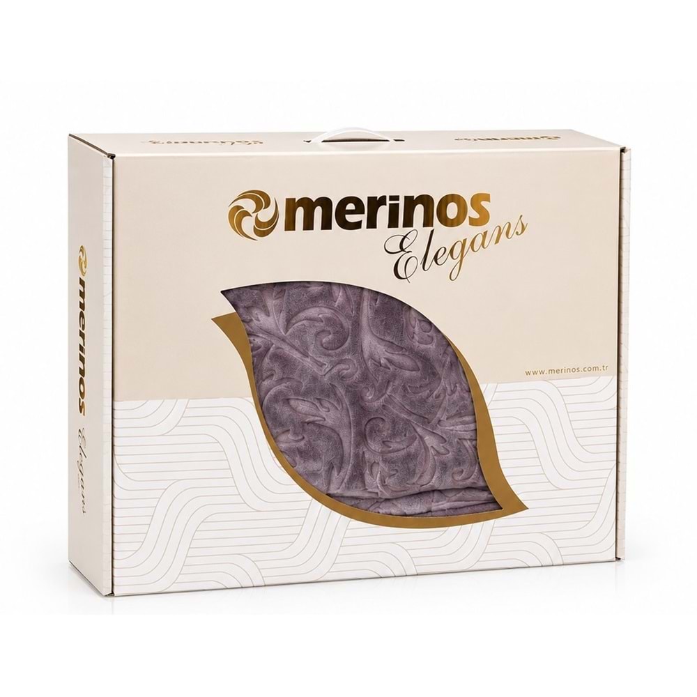 Merinos Elegans Kalın Embos Tek Kişilik Kutulu Battaniye (160x220) - Kül Moru