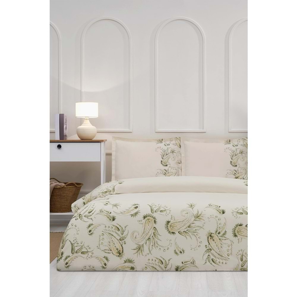 Özdilek Ranforce -Paisley Wind Bej- Battal Boy (King Size) Çift Kişilik Nevresim Takımı