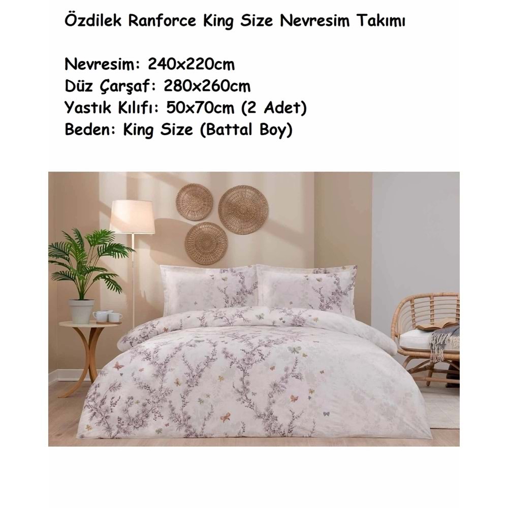 Özdilek Ranforce -Bloomlight Yeşil- Battal Boy (King Size) Çift Kişilik Nevresim Takımı