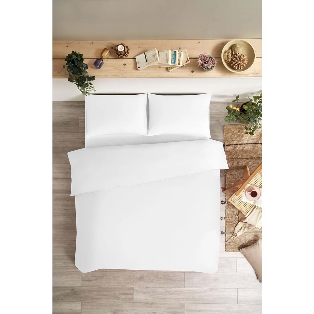 Özdilek Colourist -Beyaz Beyaz- Battal Çift Kişilik (King Size) Nevresim (Sadece Nevresim İçerir)