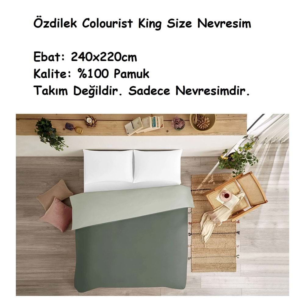 Özdilek Colourist -A.Yeşil K.Yeşil- Battal Çift Kişilik (King Size) Nevresim (Sadece Nevresim İçerir)