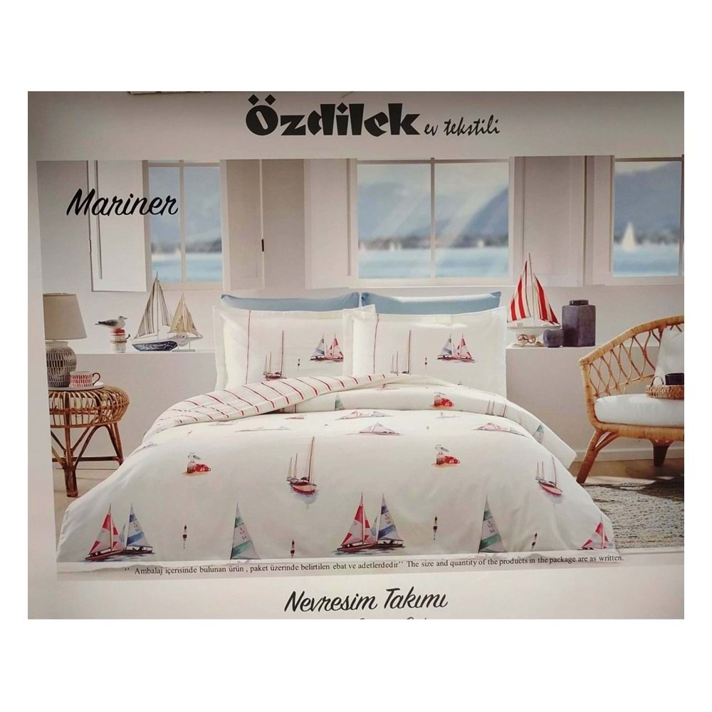 Özdilek Ranforce -Mariner Beyaz- Çift Kişilik Nevresim Takımı