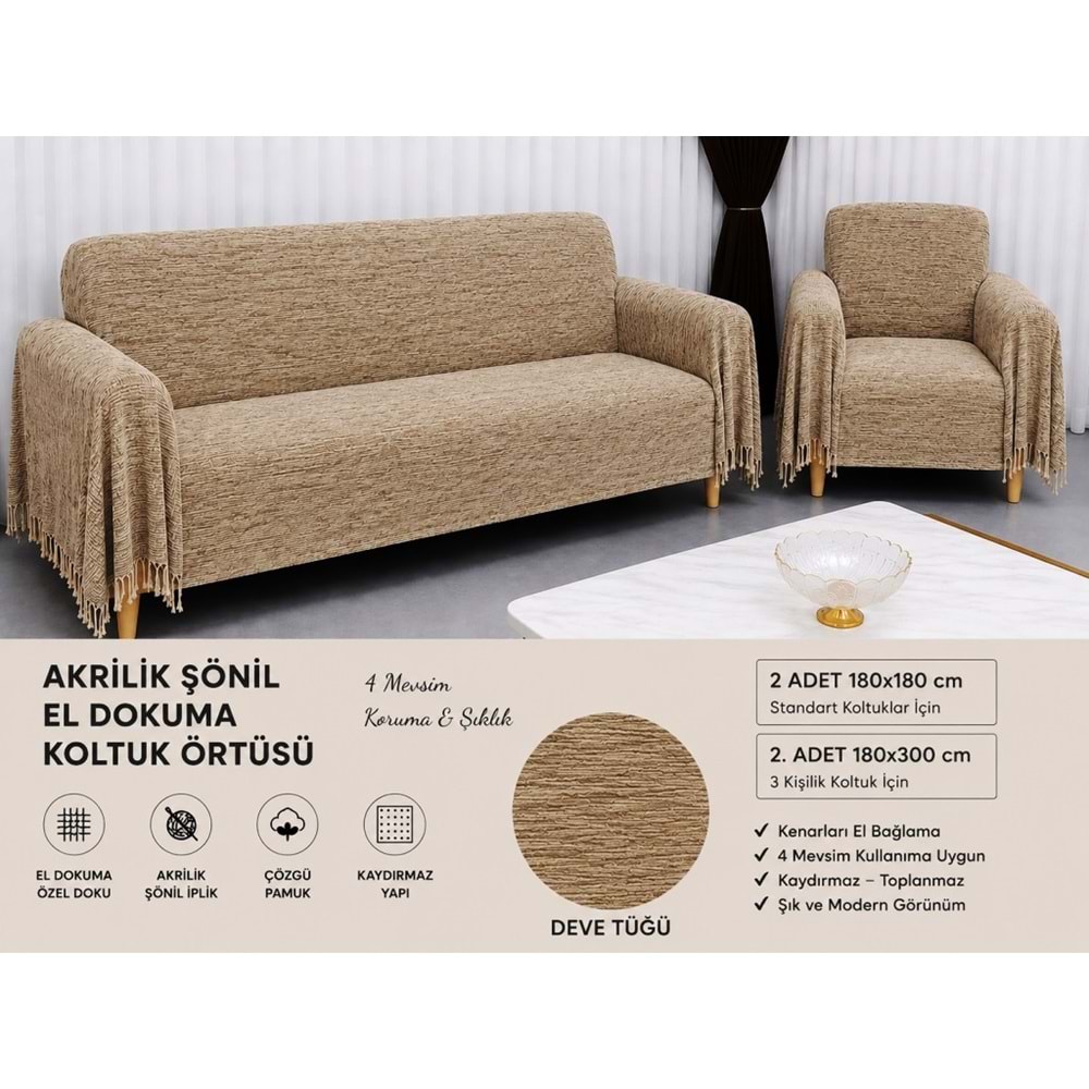 Mandaş Şönil Dokuma Koltuk Örtüsü Maxi Takım 3+3+1+1 d tüğü