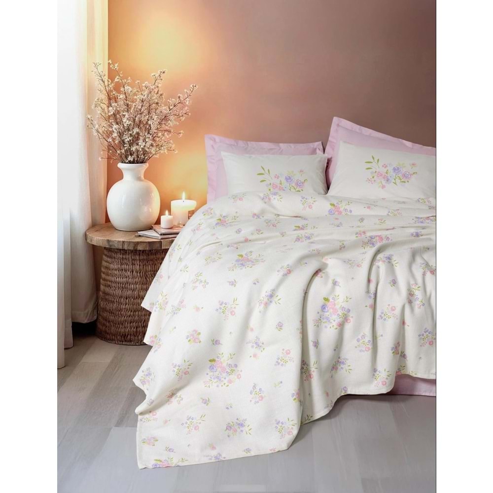 Cotton Box Rf Estiva -Petal Pembe- Tek Kişilik Pike Takımı