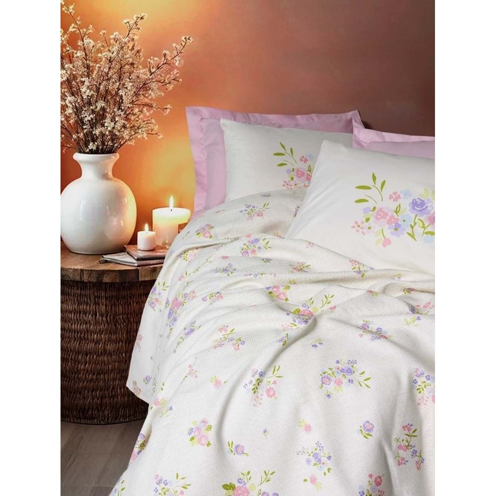 Cotton Box Rf Estiva -Petal Pembe- Tek Kişilik Pike Takımı