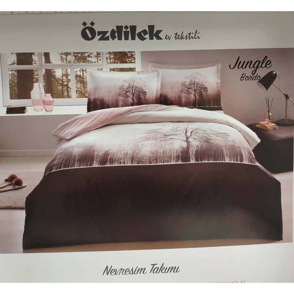 Özdilek Ranforce -Jungle Bordo- Çift Kişilik Nevresim Takımı