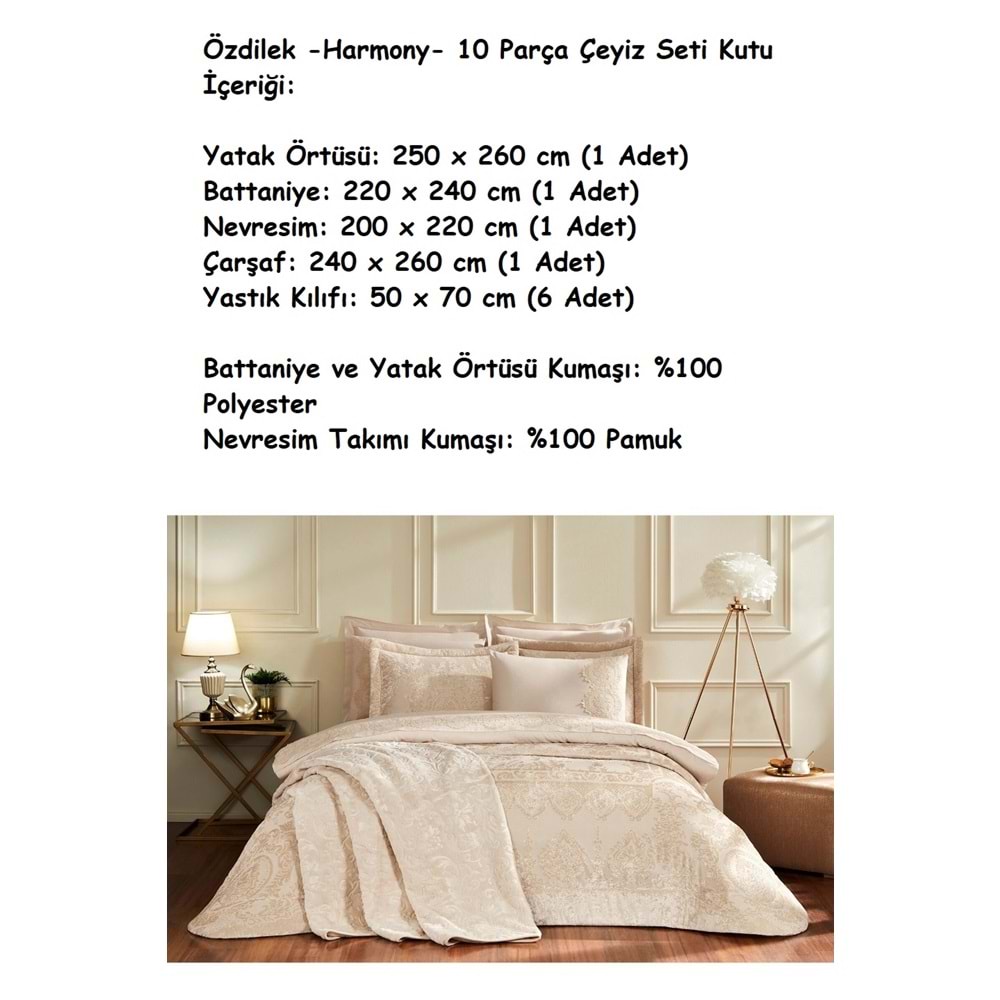Özdilek -Harmony Cappucino- 10 Parça Çift Kişilik Çeyiz Seti