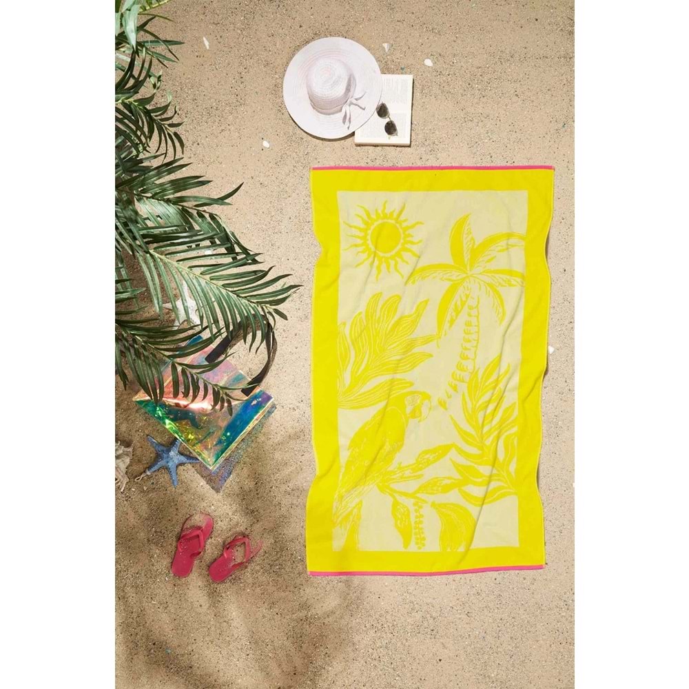Özdilek Tropicale Plaj Havlusu Büyük Boy (90x150)-Sarı
