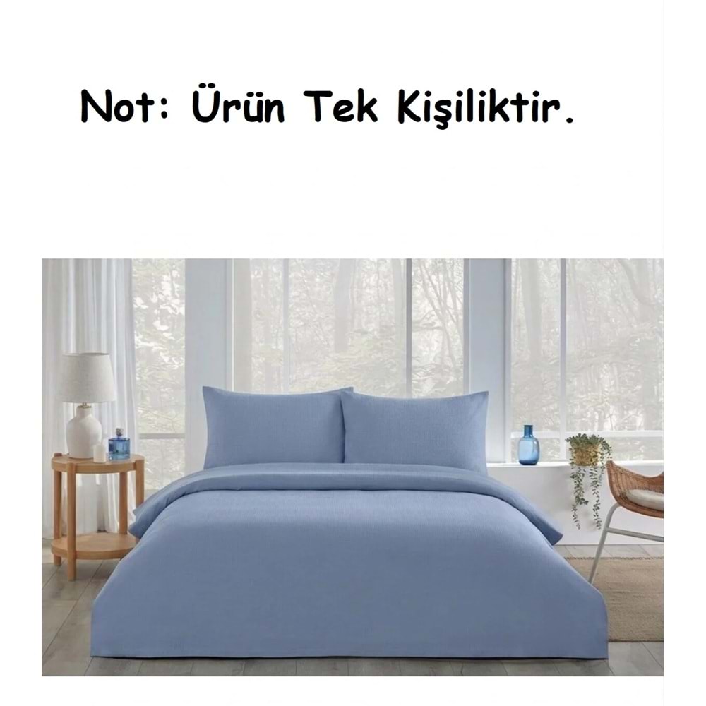 Özdilek -Colourist İndigo- Bamboo Lastikli Çarşaflı Tek Kişilik Pike Takımı