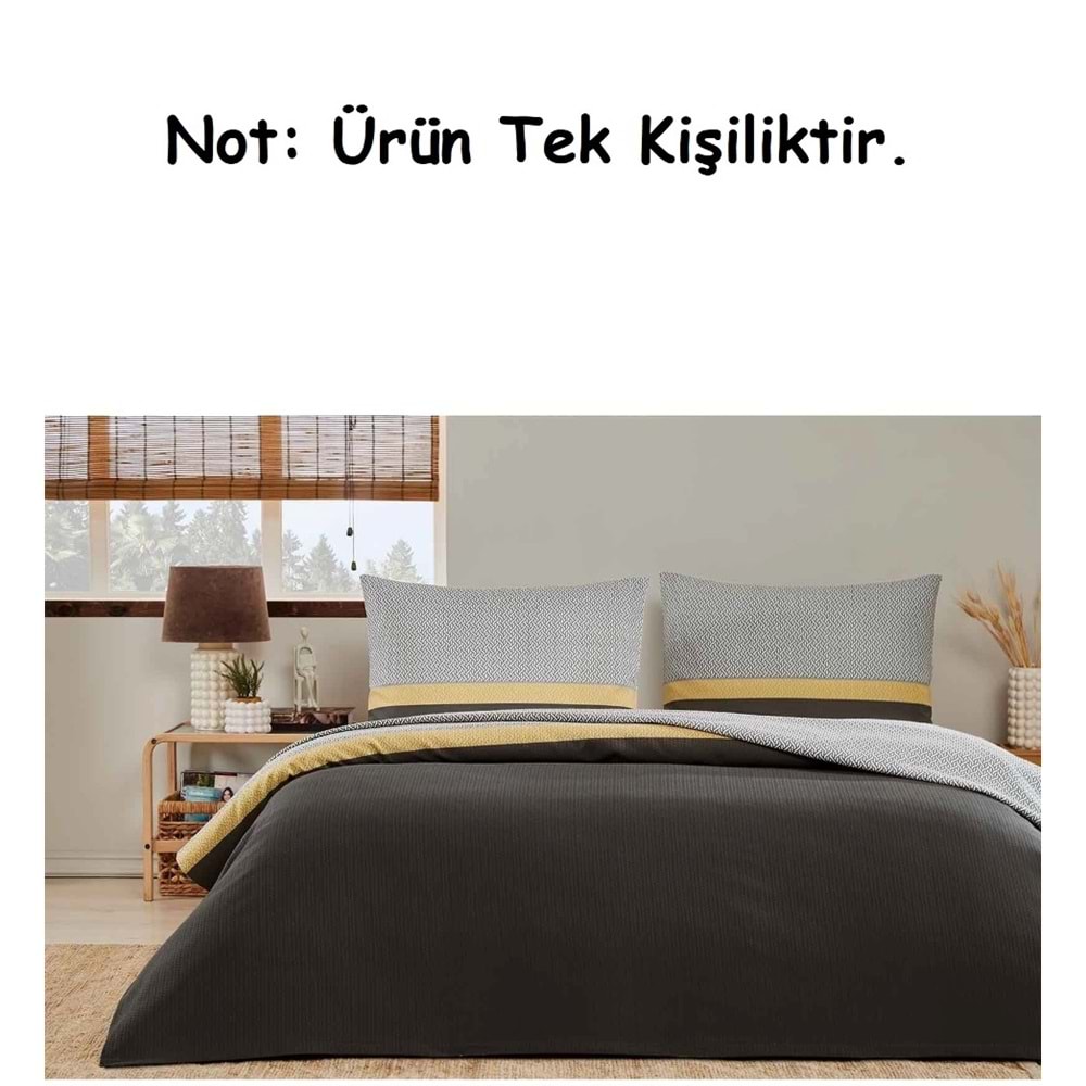 Özdilek Rf -Futurista Kahve- Lastikli Çarşaflı Tek Kişilik Pike Takımı