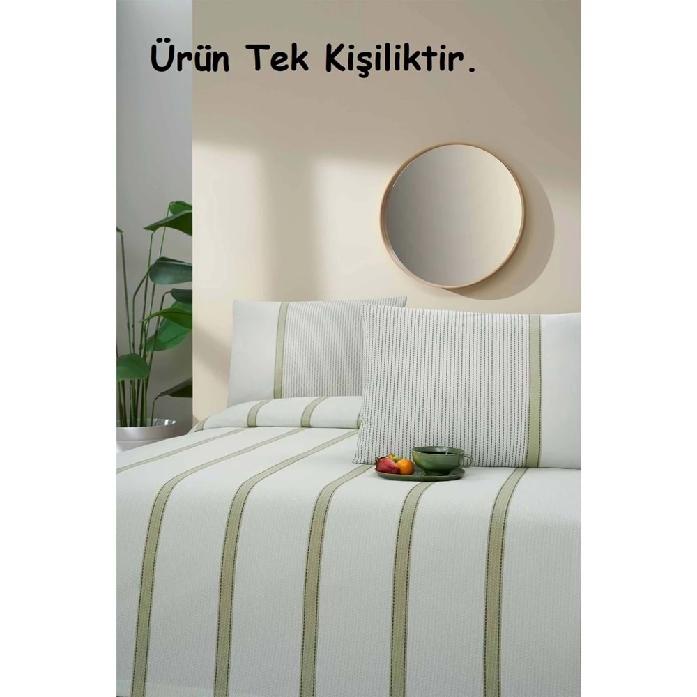Özdilek Rf -Puntada Yeşil- Lastikli Çarşaflı Tek Kişilik Pike Takımı