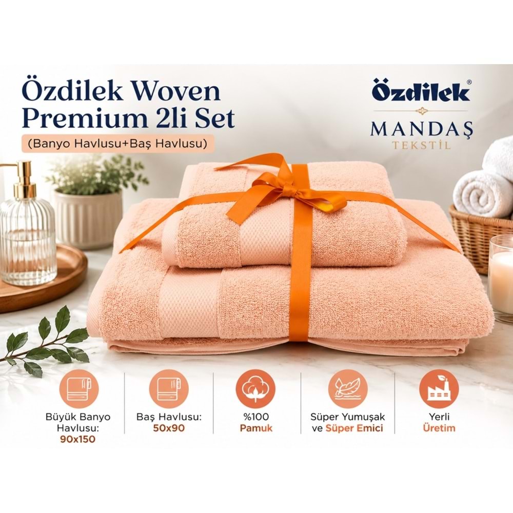 Özdilek -Woven Tarçın- Kişisel Havlu Seti Süper Yumuşak (90x150 + 50x90)