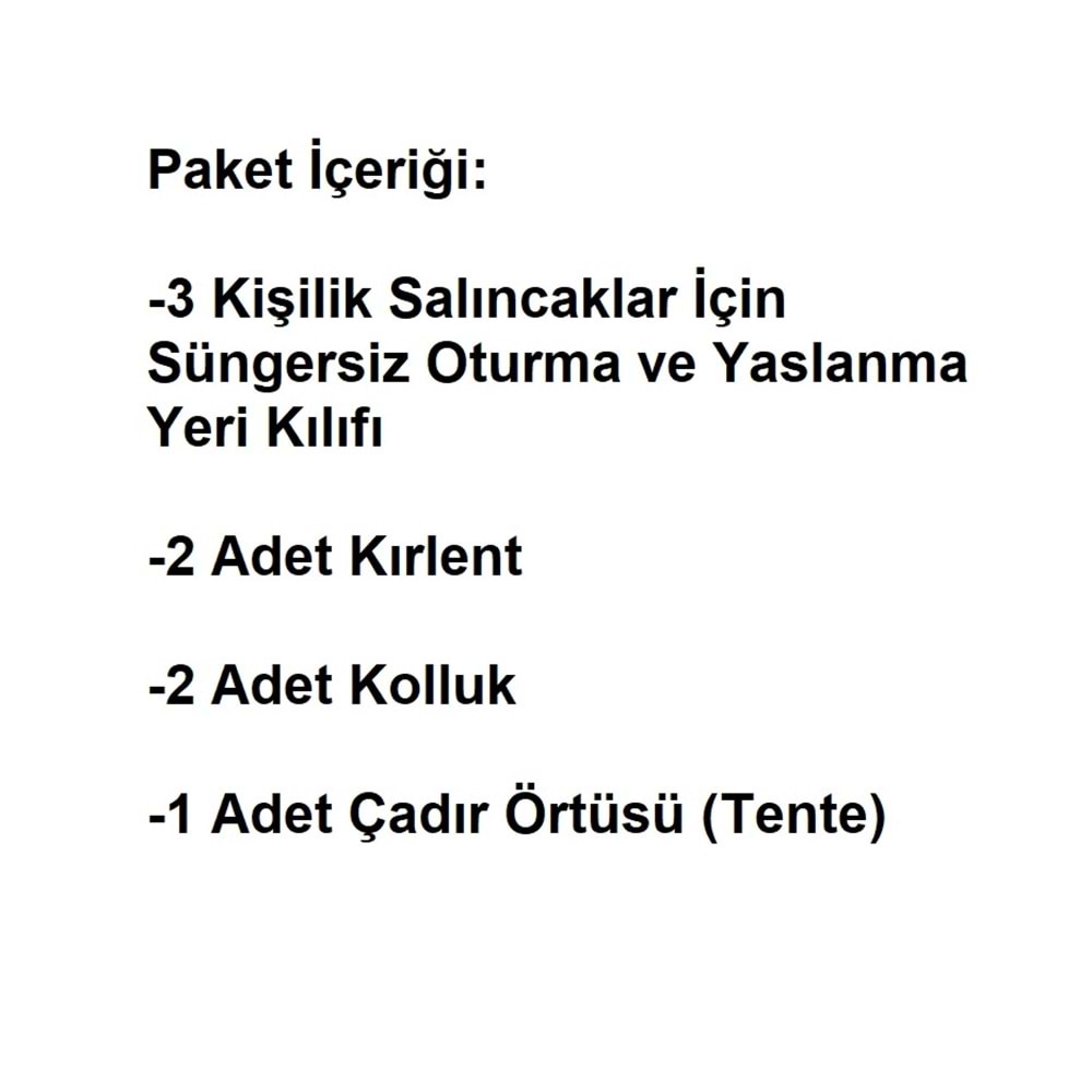 Süngersiz 3 Kişilik Salıncak Minder Seti (Kalın Pamuklu Kumaş)-Alaçatı Gri