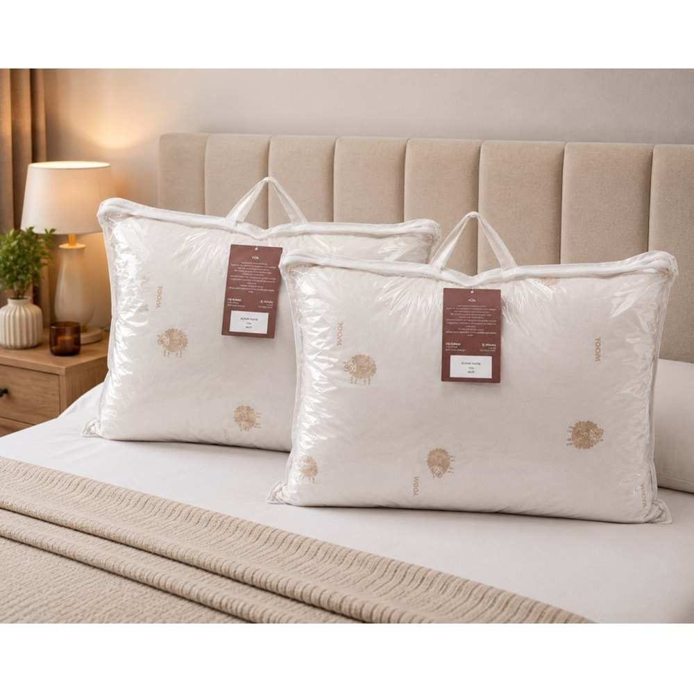 Kupon 2li Doğal Yün Yastık 2x900gr Çantalı (50x70)