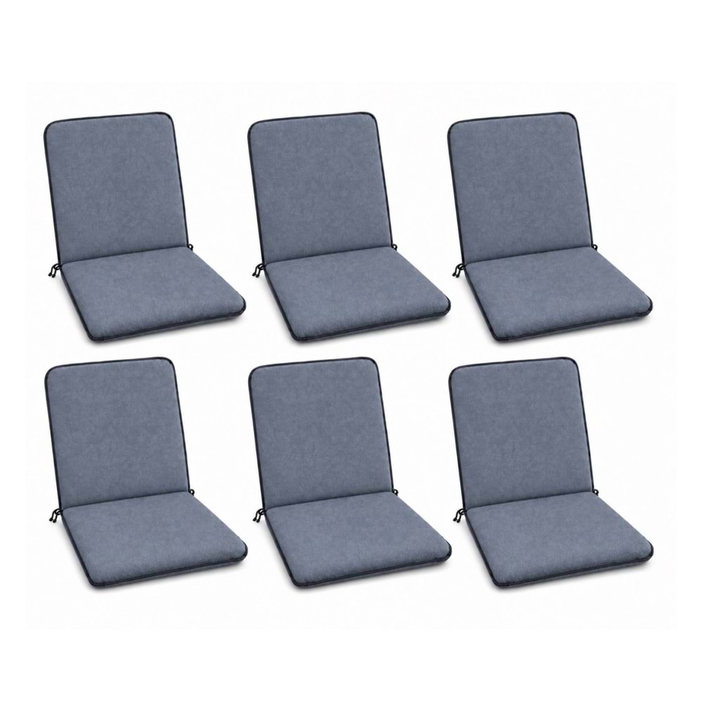 6 Adet Rattan Arkalıklı Sandalye Minderi (Kalınlık 4cm)-Primer Koyu Gri Yeni