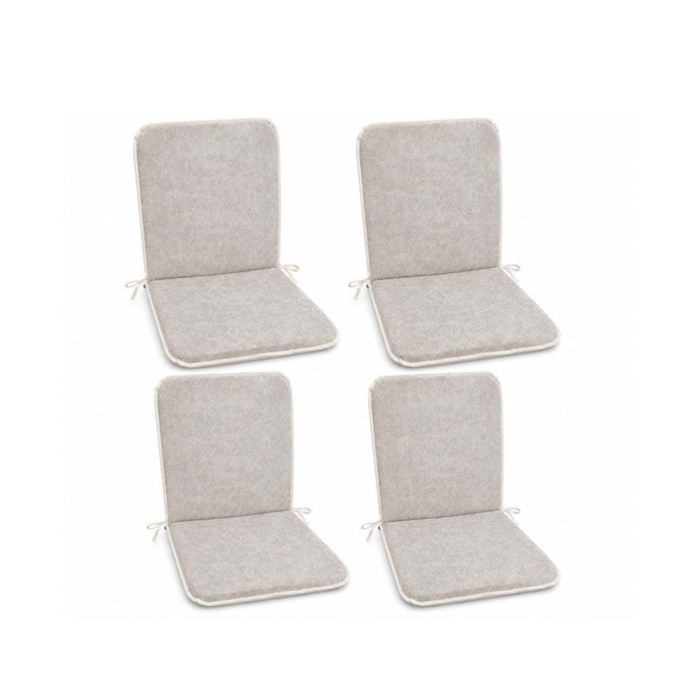 4 Adet Rattan Arkalıklı Sandalye Minderi (Kalınlık 4cm)-Primer Bej Yeni