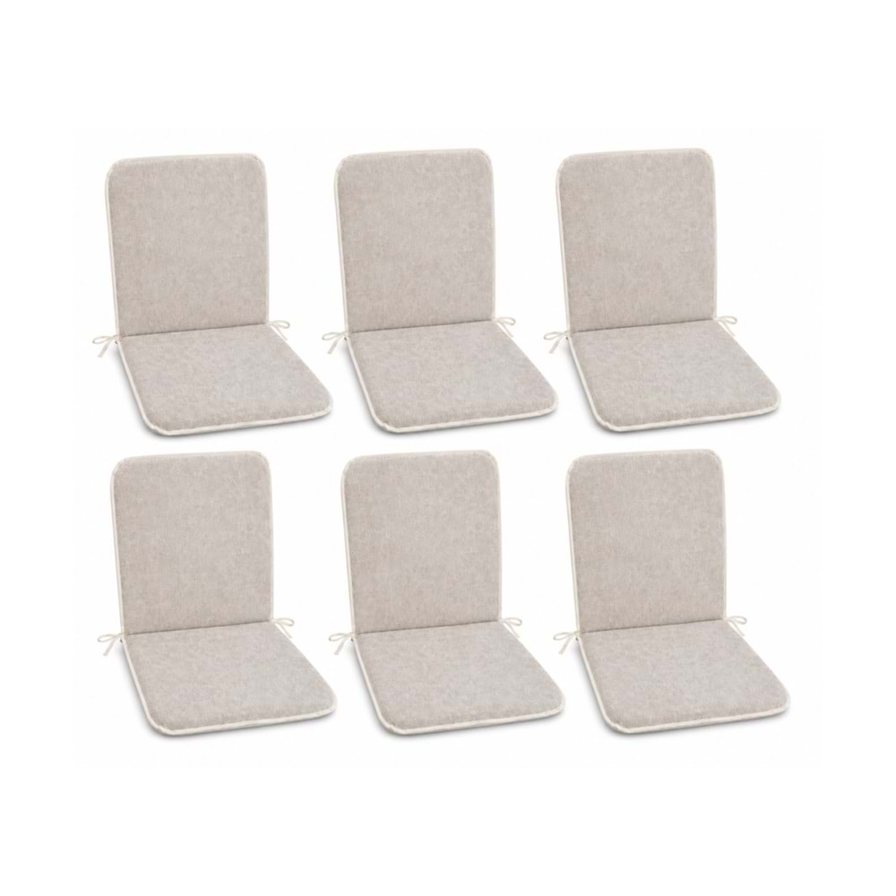 6 Adet Rattan Arkalıklı Sandalye Minderi (Kalınlık 4cm)-Primer Bej Yeni