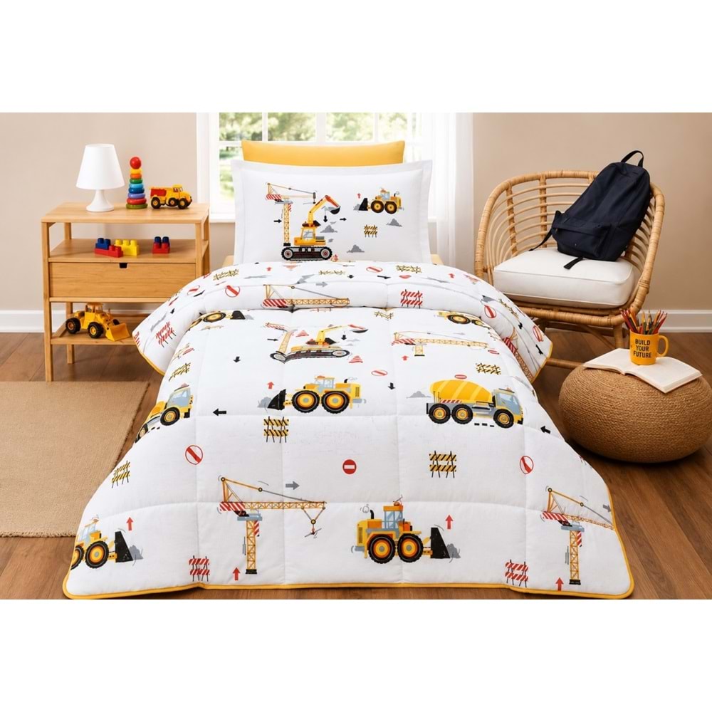Özdilek Ranforce -Builder Sarı- Tek Kişilik Çocuk Uyku Seti