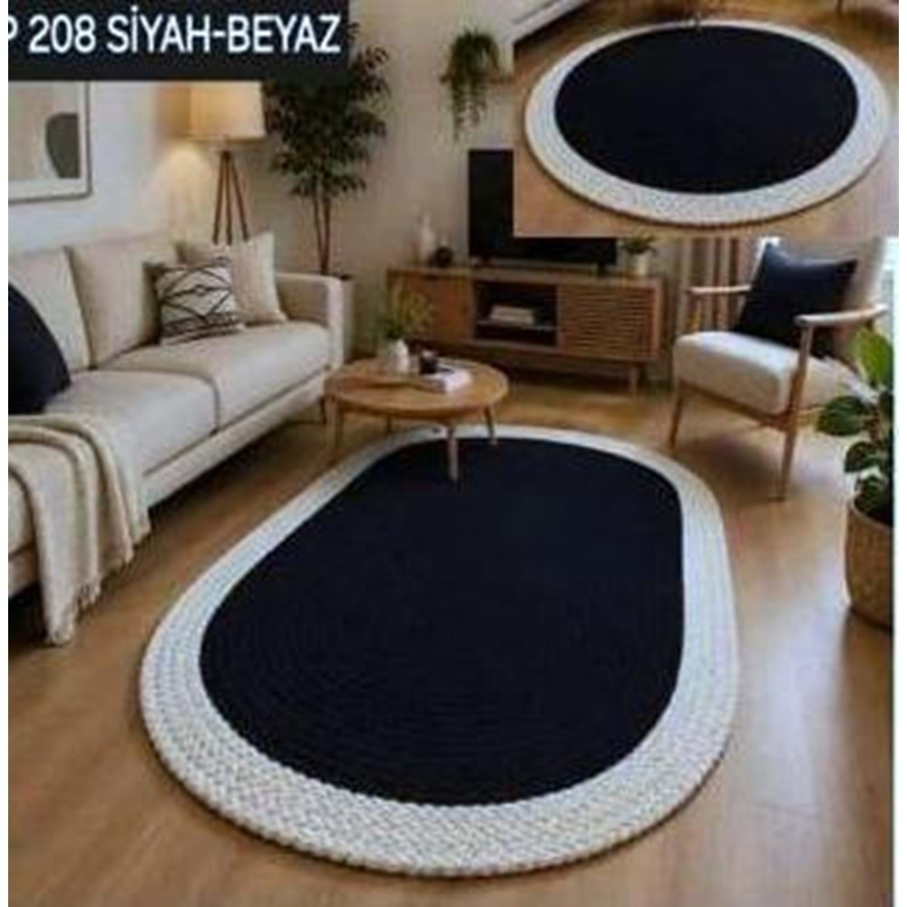 Mandaş Lemu Home Petek Halı -80*150 P 208 Siyah- Beyaz
