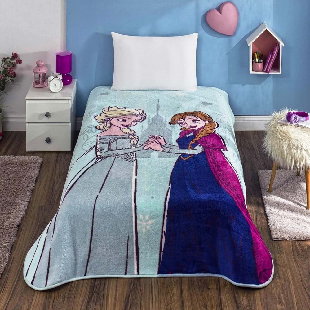 Taç Lisanslı Tek Kişilik Çocuk Battaniye (160x220)-Frozen United