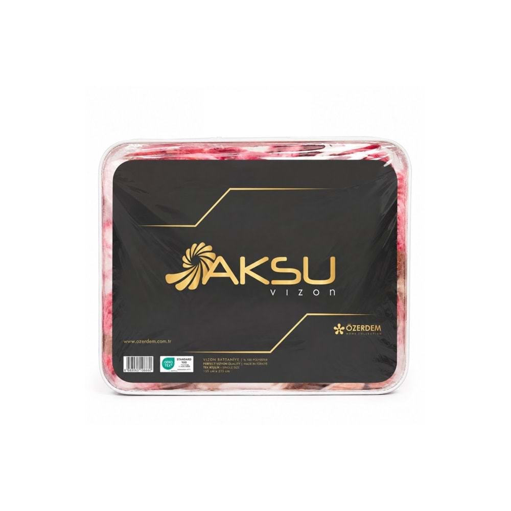 Aksu -Pembe Çiçek- Tek Kişilik Desenli Battaniye (155x215)