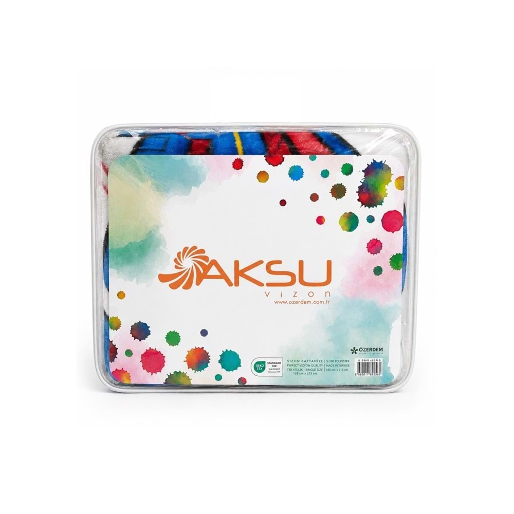 Aksu -Formula Racing Mavi- Tek Kişilik Çocuk Battaniye (155x215)