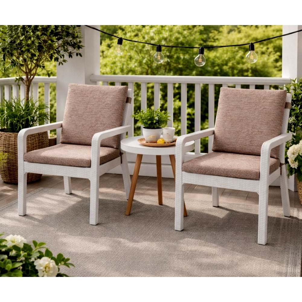 6 Adet Premium Şönil Arkalıklı Sandalye Minderi, Extra Kalın (Kalınlık 4,5cm)-K.Bej Düz