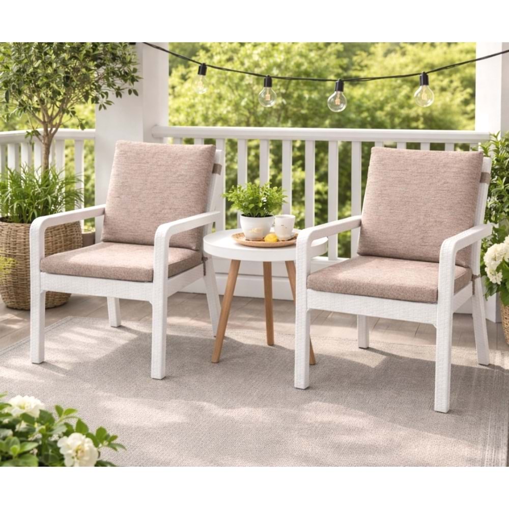6 Adet Premium Şönil Arkalıklı Sandalye Minderi, Extra Kalın (Kalınlık 4,5cm)-Bej Düz