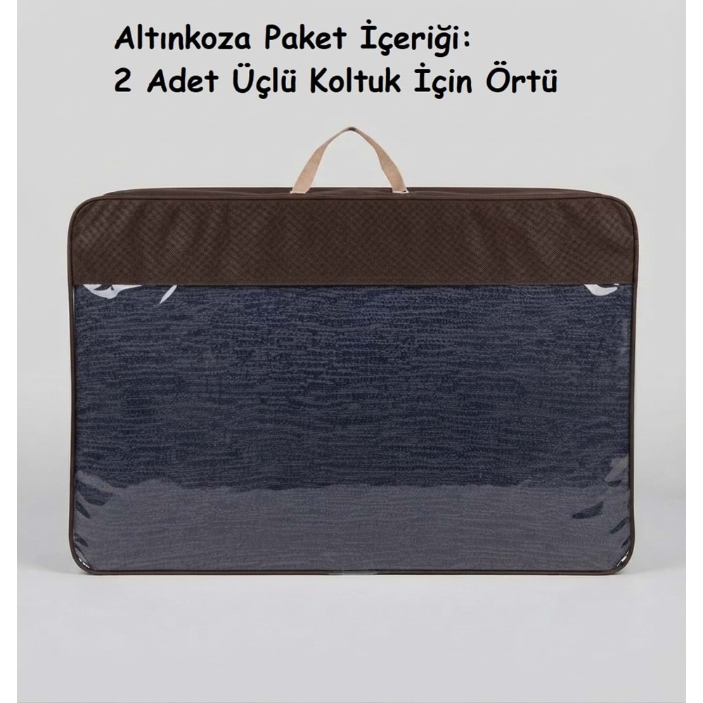Altınkoza Still Jakarlı Streç Maxi Koltuk Örtüsü (3+3)-İndigo
