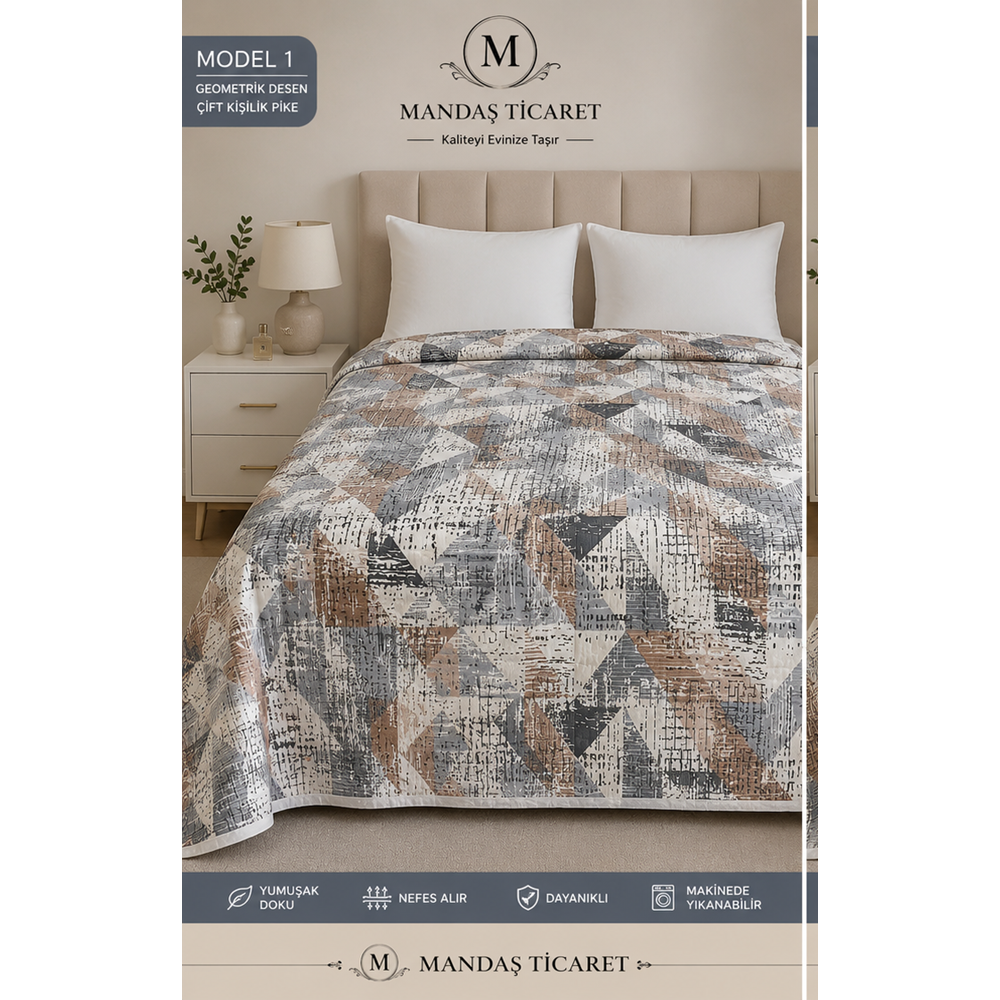Mandaş Monalya Çok Amaçlı Çantalı Çift Kişilik Pike 190*220CM Renkli Pramit