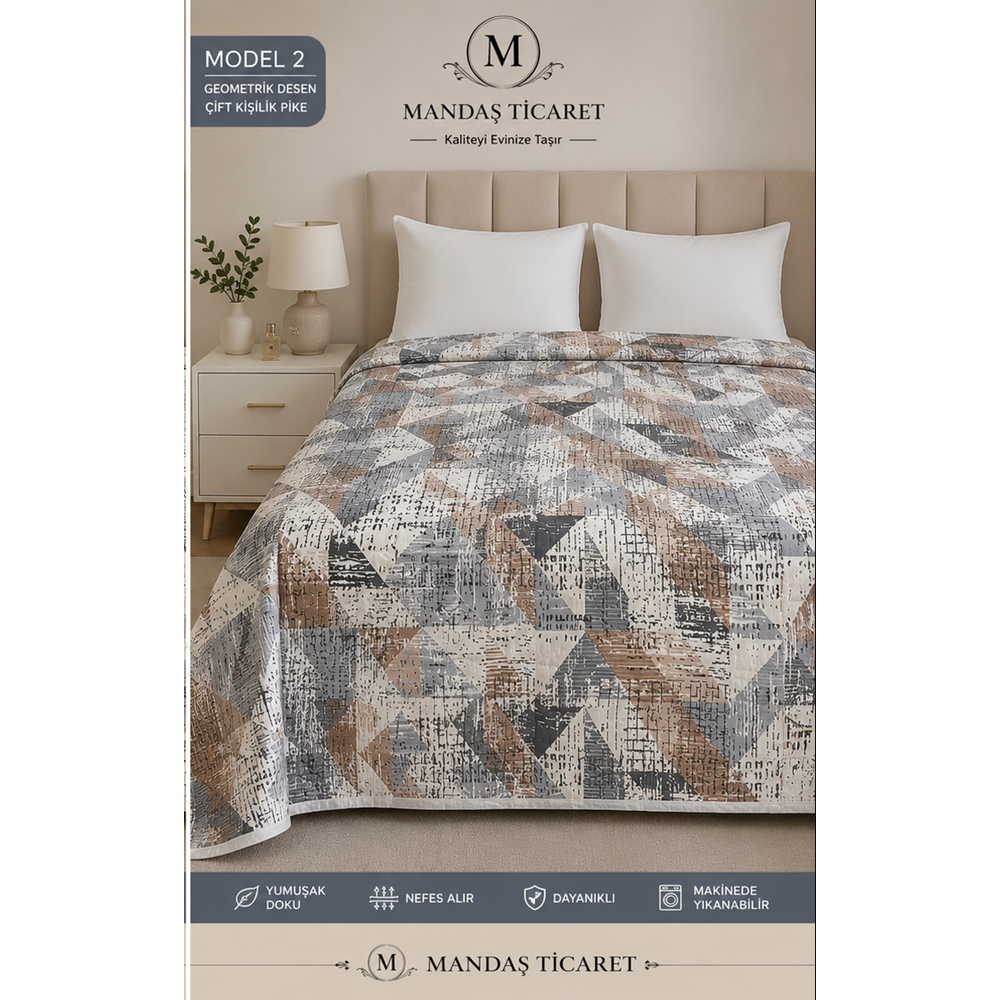 Mandaş Monalya Çok Amaçlı Çantalı Çift Kişilik Pike 190*220CM Renkli Pramit
