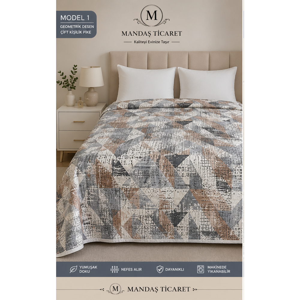 Mandaş Monalya Çok Amaçlı Çantalı Çift Kişilik Pike 190*220CM Renkli Pramit