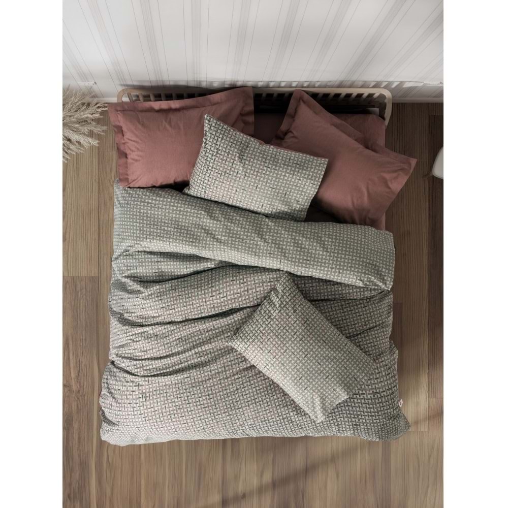 Cotton Box Rf Petite -Mote Kiremit- Lastikli Çarşaflı Çift Kişilik Nevresim Takımı