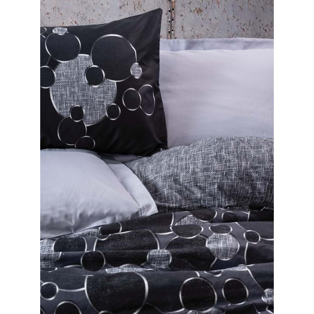 Cotton Box Rf Dark -Round Gri- Çift Kişilik Nevresim Takımı