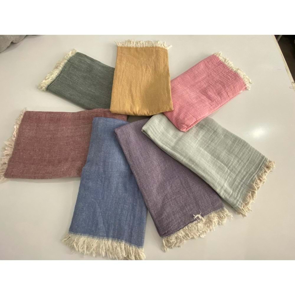 Kimono Müslin 2 Katlı Peştemal Bornoz (Beden L-XL) - Gri