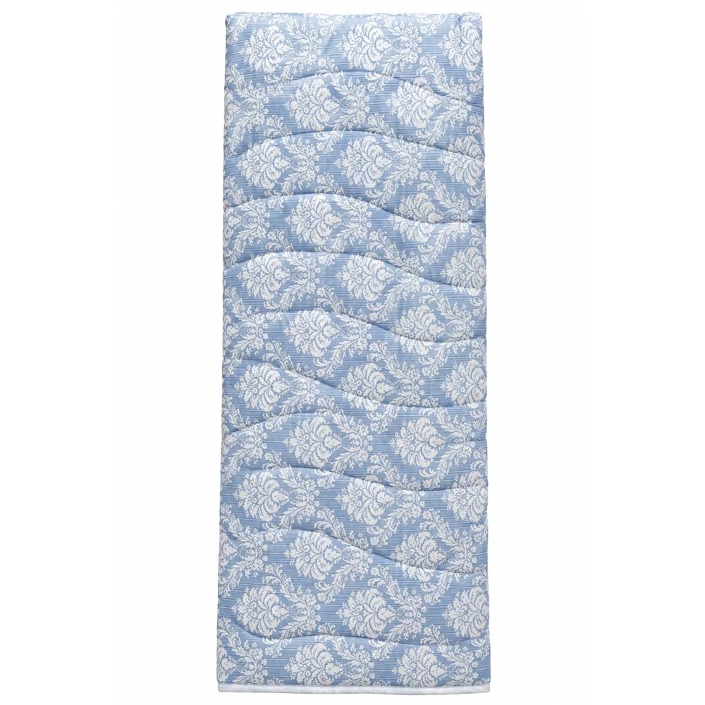 Manolya Pamuklu Çok Amaçlı Çift Kişilik Pike, Yatak Ört (190x220) - Mavi Damask