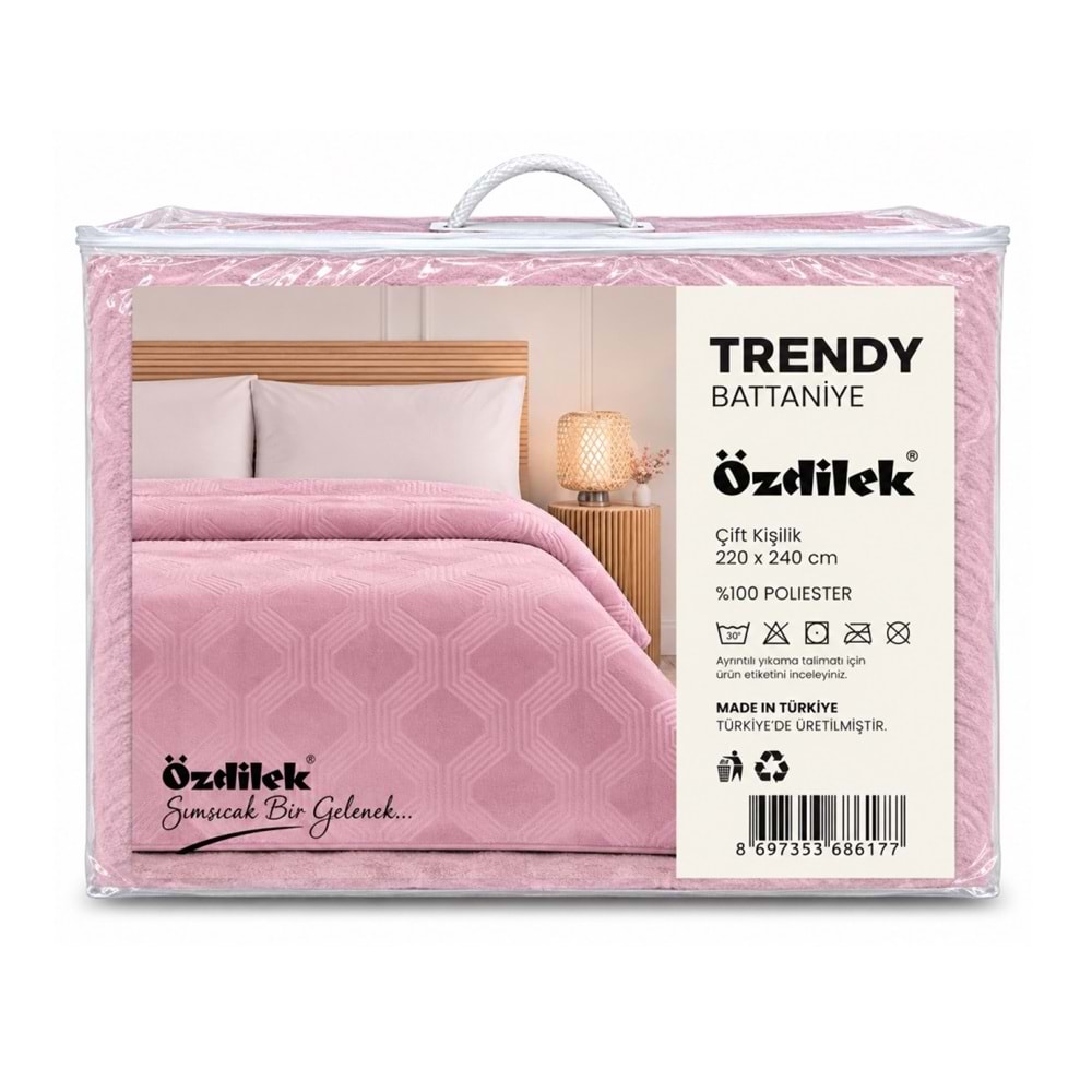 Özdilek Trendy Embos Çift Kişilik Battaniye (220x240)-Art Deco Menekşe Yeni