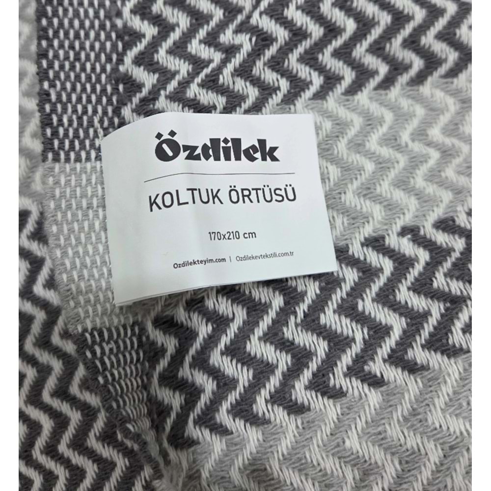 Özdilek Pamuklu Kaymaz Zigzag Koltuk Örtüsü (3+3)