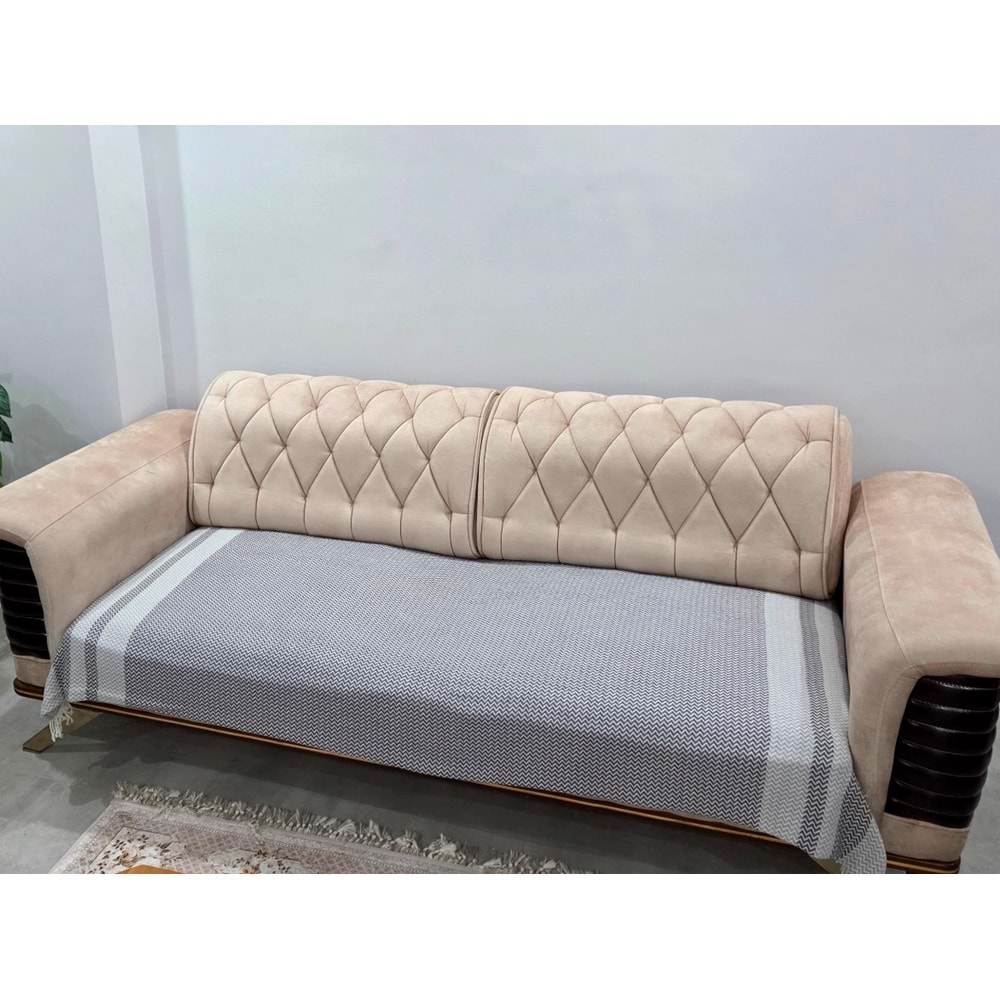 Özdilek 2 Adet Pamuklu Oturma Yerini Örten Zigzag Koltuk Örtüsü (80x210) - Antrasit
