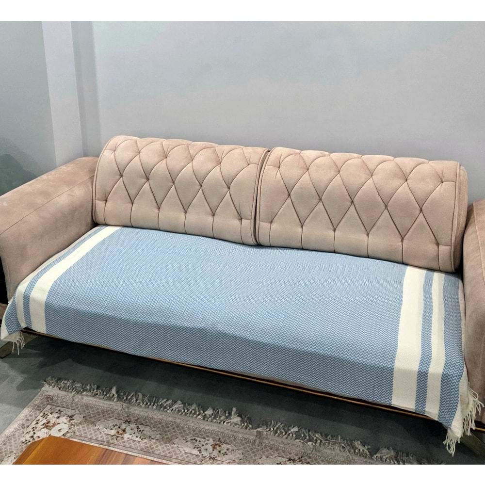 Özdilek 2 Adet Pamuklu Oturma Yerini Örten Zigzag Koltuk Örtüsü (80x210)