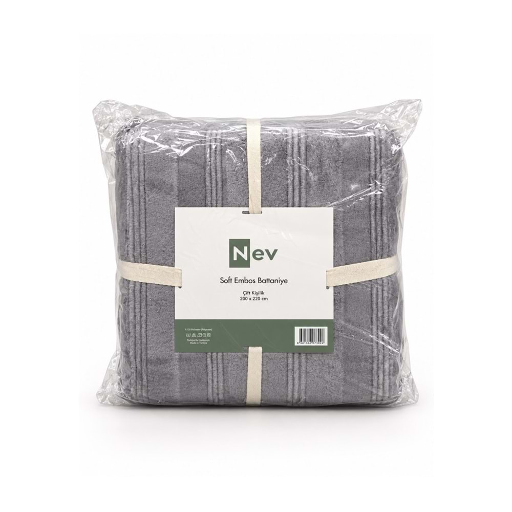 Özdilek Nev Serisi Soft Embos Çift Kişilik Battaniye (200x220) - Koyu Gri