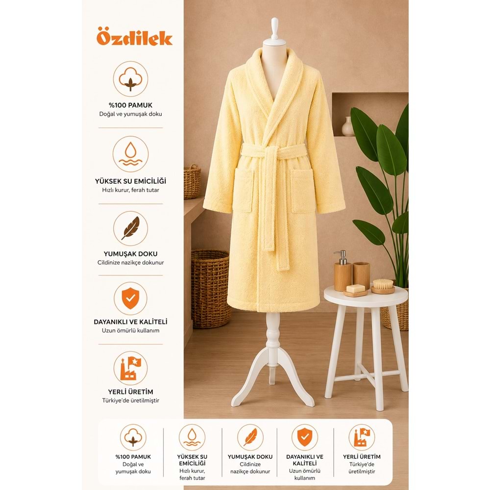 Özdilek Tek Bornoz Şalyaka-Colourist Sarı (XL Beden)
