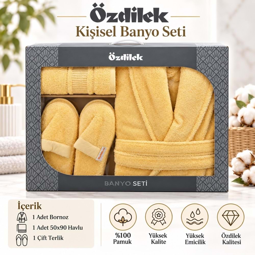 Özdilek Colourist B.Sarısı Kişisel Banyo Bornoz Seti (S-M Beden)