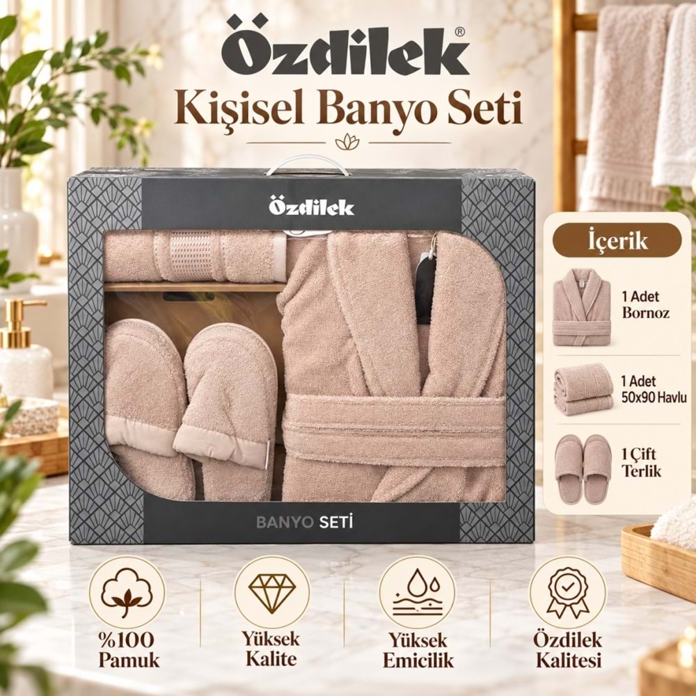 Özdilek Colourist S.Kahve Kişisel Banyo Bornoz Seti (S-M Beden)